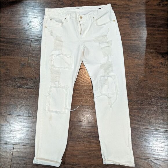 7 for All Mankind White Ripped Jeans | 30" - Picture 9 of 11